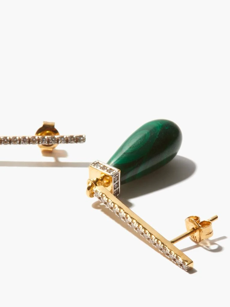 商品MATEO|La Barre diamond, malachite & 14kt gold earrings,价格¥17200,第4张图片详细描述