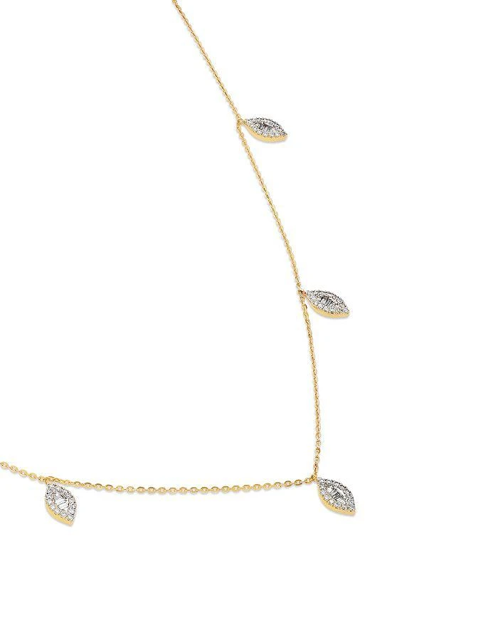 商品Bloomingdale's Fine Collection|Bloomingdale's Fine Jewelry Diamond Baguette & Round Cluster Droplet Collar Necklace in 14K Yellow Gold, 0.40 tcw,价格¥12702,第3张图片详细描述