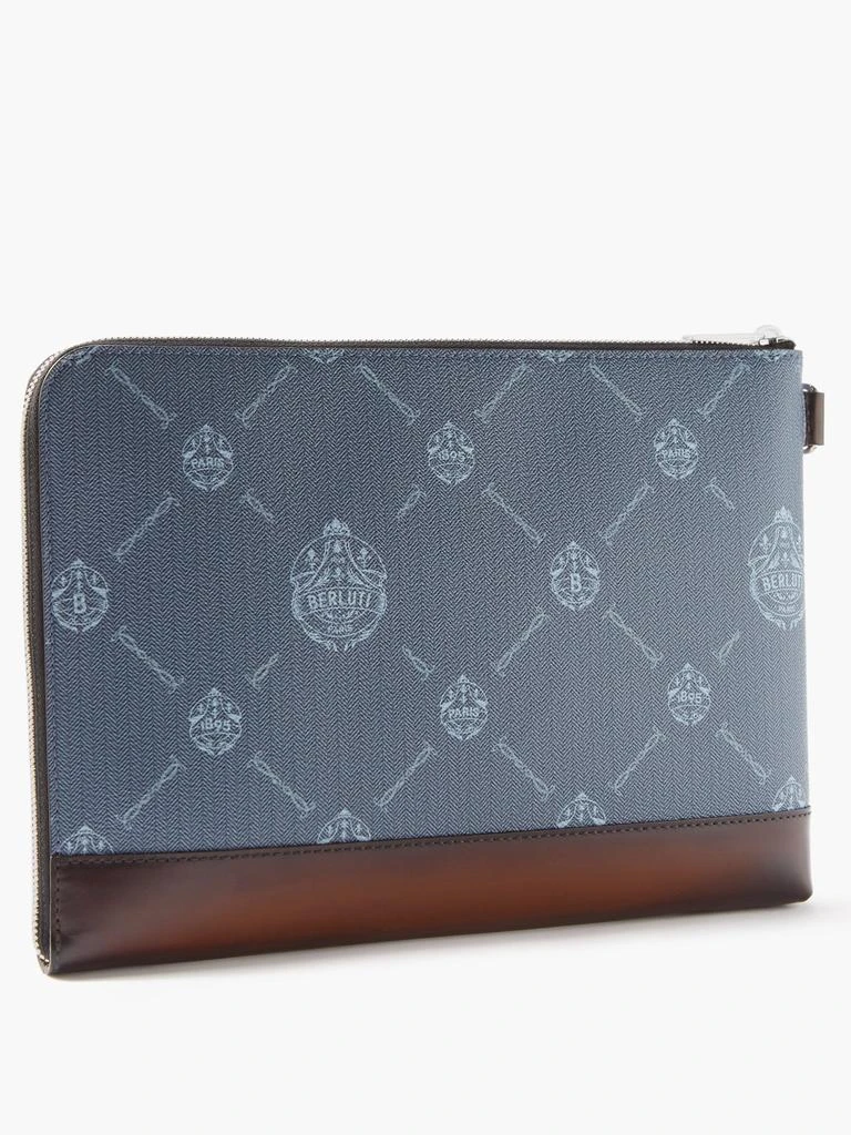 商品Berluti|Gino Venezia-leather and crest-print twill pouch,价格¥6896,第4张图片详细描述