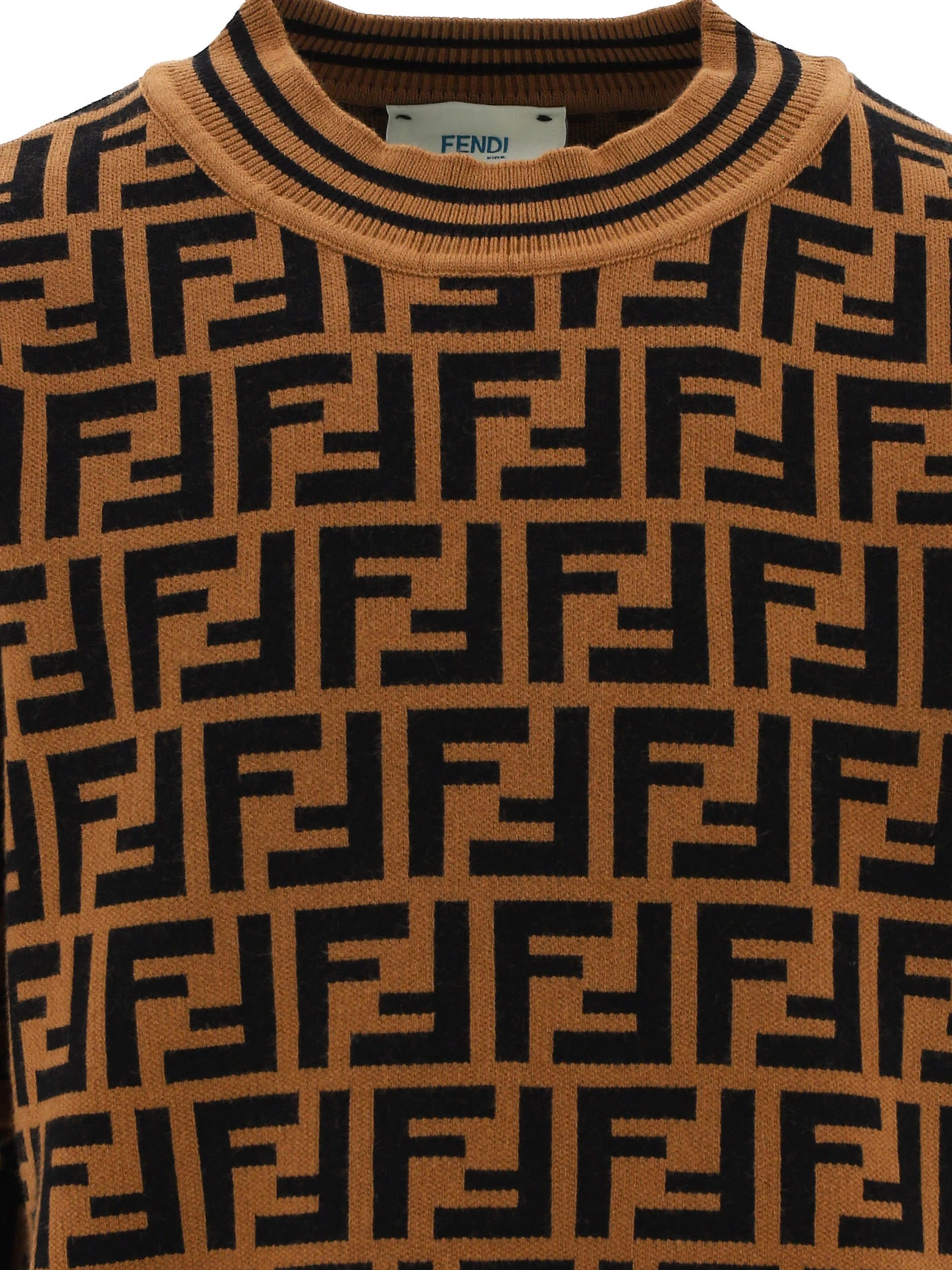 商品Fendi|Fendi 女童针织毛衣 JFG069AEYDF15B6-0 浅棕色,价格¥3646,第4张图片详细描述