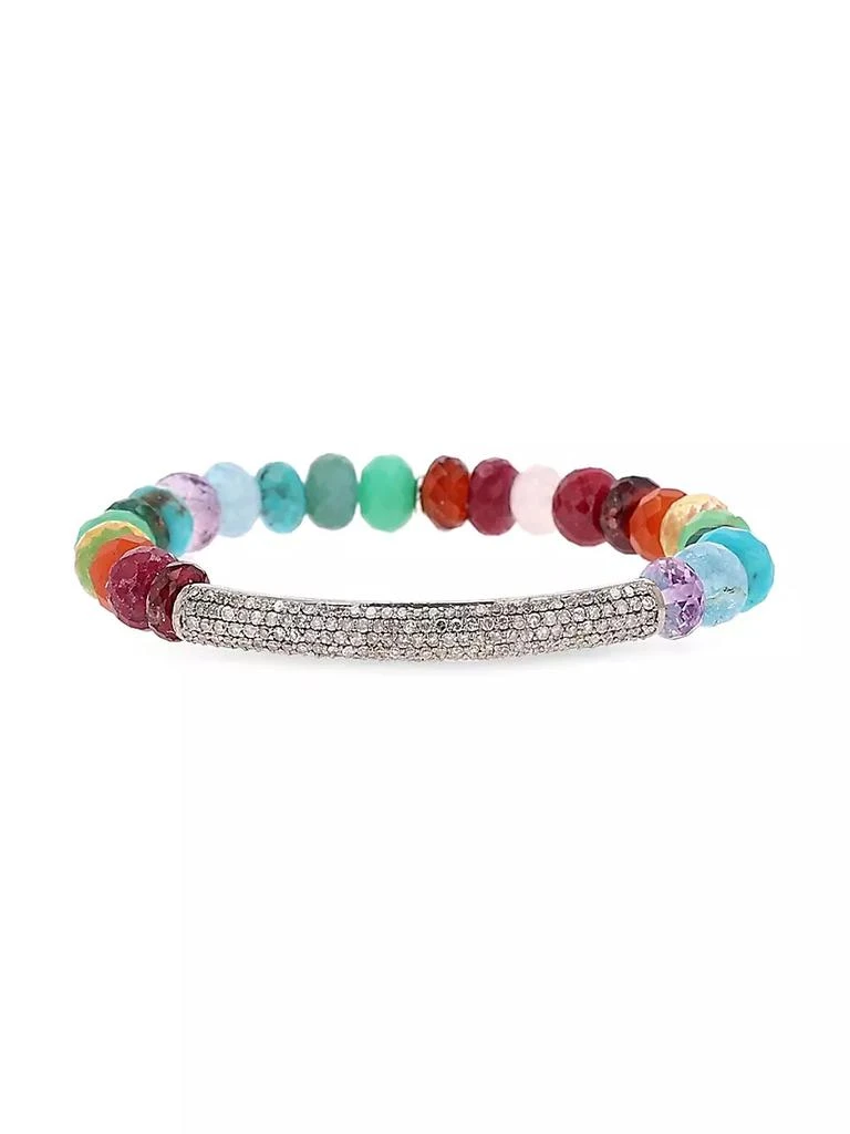 商品Sheryl Lowe|Sterling Silver & Multi-Gemstone Beaded Stretch Bracelet,价格¥13092,第1张图片