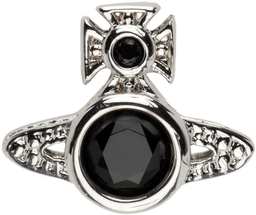 商品Vivienne Westwood|Silver & Black London Orb Earring,价格¥578,第1张图片
