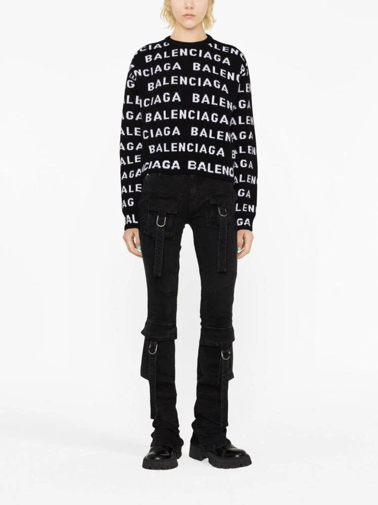 商品Balenciaga|BALENCIAGA - Allover Logo Wool Cropped Sweater,价格¥9087,第3张图片详细描述