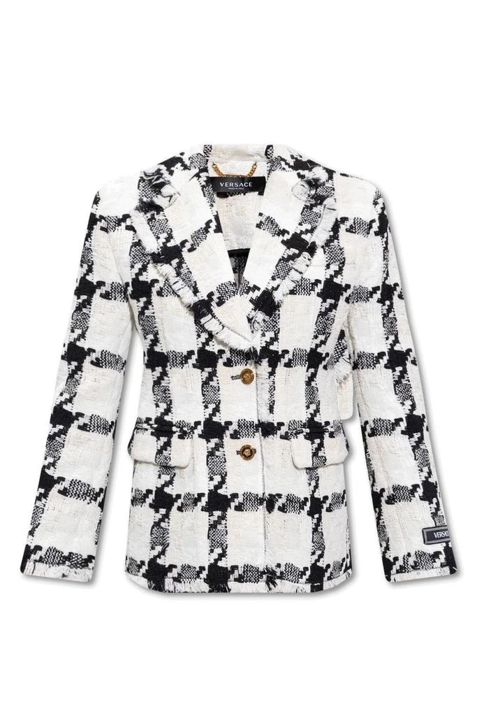 商品Versace|Versace Single-Breasted Houndstooth Patterned Blazer,价格¥8144,第1张图片