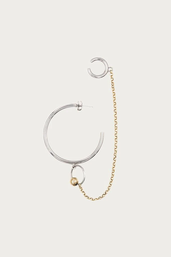 商品Justine Clenquet|Nicky Earring With Ear Cuff in Silver/Pale Gold,价格¥491,第1张图片