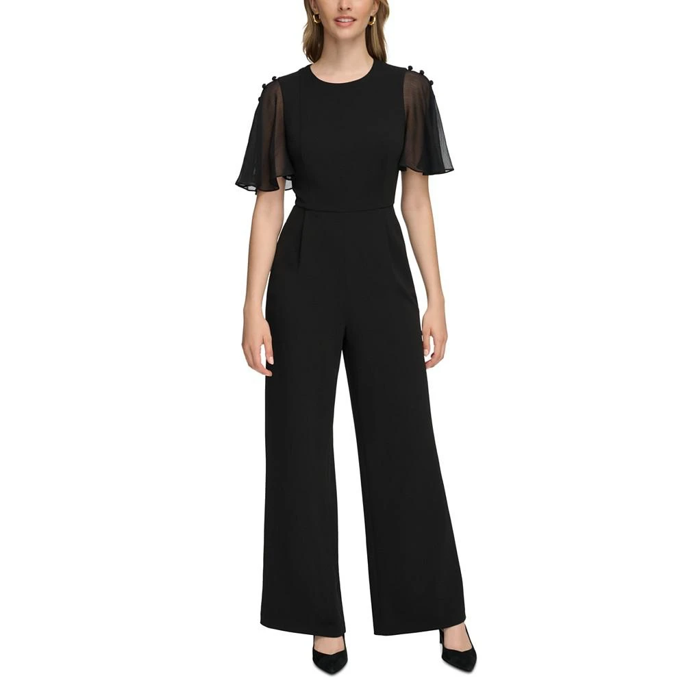 商品Calvin Klein|Women's Flutter-Sleeve Button-Trim Jumpsuit,价格¥768,第1张图片