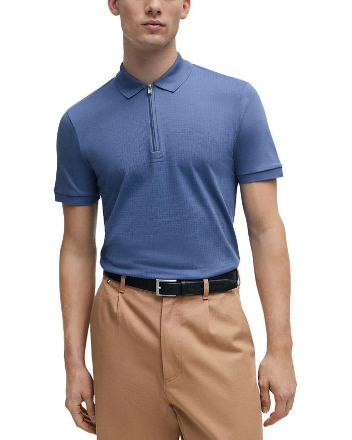 商品Hugo Boss|Polston 35 Cotton Slim Fit Quarter Zip Polo Shirt,价格¥957,第1张图片详细描述