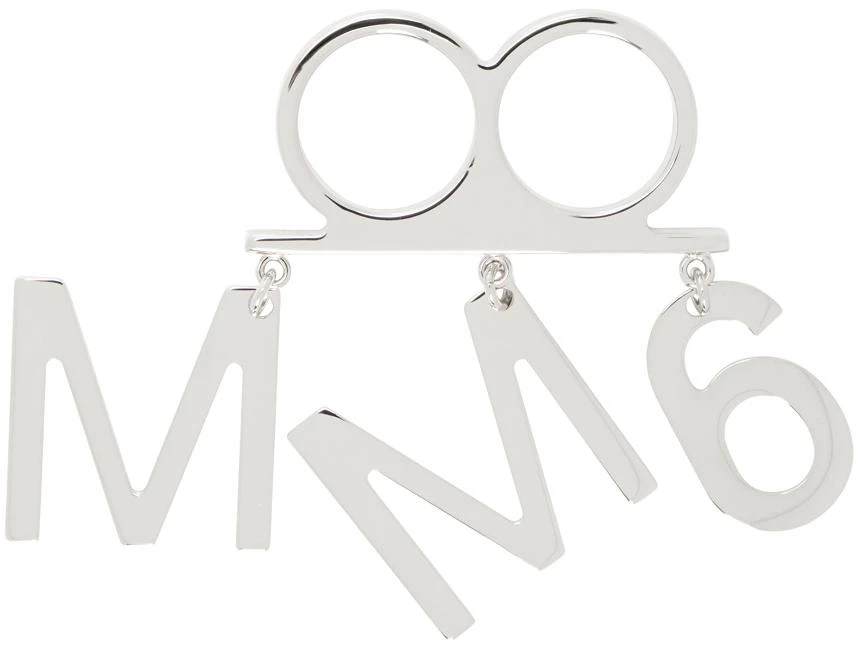 商品MAISON MARGIELA|Silver Logo Charm Double Finger Ring,价格¥551,第2张图片详细描述
