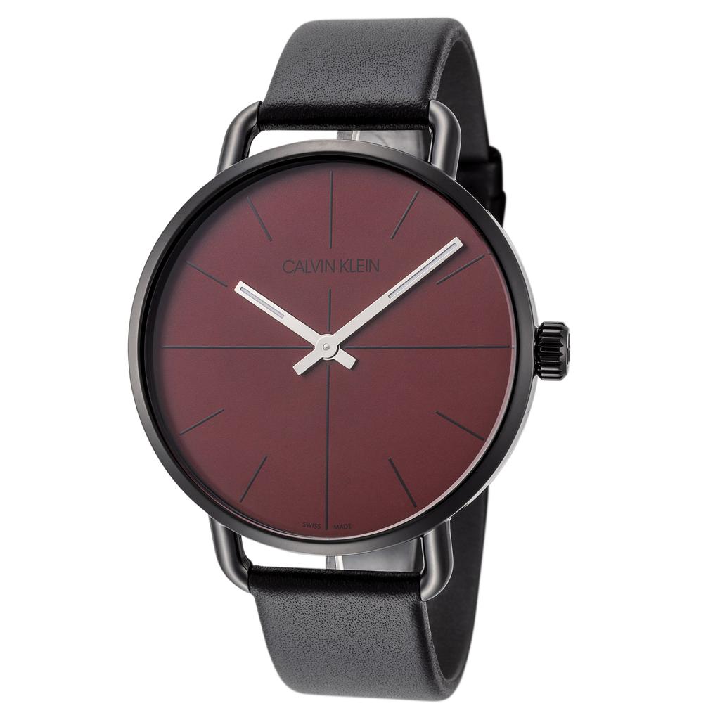 Calvin Klein Men's K7B214CP Even 42mm Red Dial Leather Watch商品第1张图片规格展示