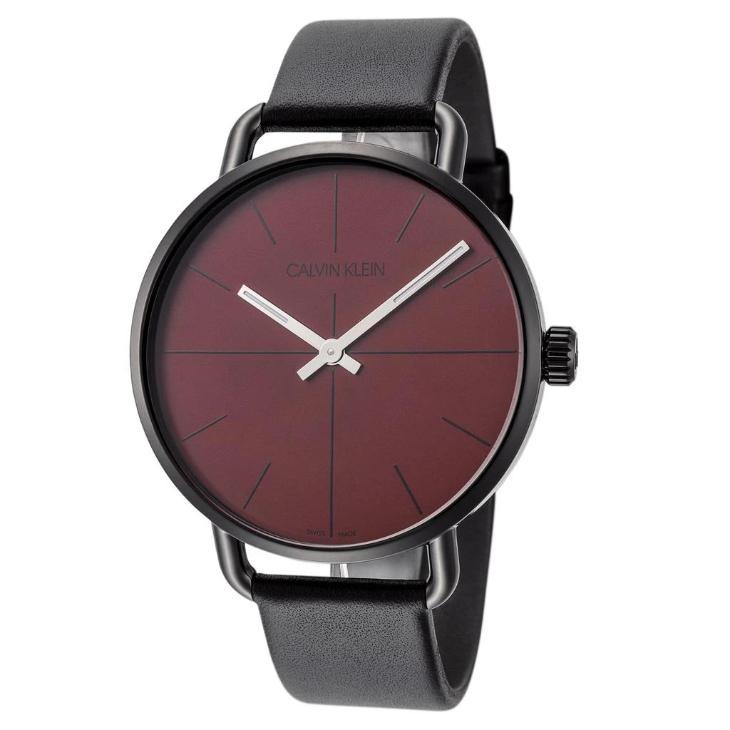 商品Calvin Klein|Calvin Klein Men's K7B214CP Even 42mm Red Dial Leather Watch,价格¥499,第1张图片