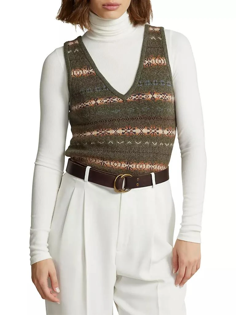 商品Ralph Lauren|V-Neck Fair Isle-Inspired Wool-Blend Tank,价格¥2010,第3张图片详细描述