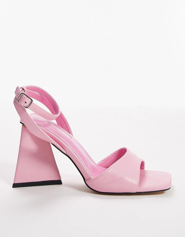 商品Topshop|Topshop Wide fit Remi two part block heel in pink,价格¥259,第4张图片详细描述