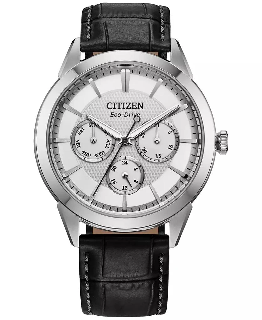 商品Citizen|Eco-Drive Men's Rolan Gray Leather Strap Watch 40mm,价格¥2259,第1张图片