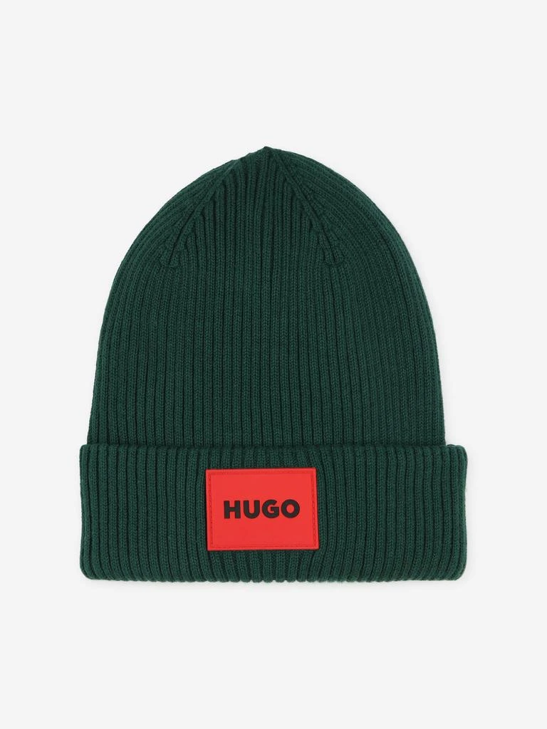 商品Hugo Boss|Hugo Kids Logo Beanie Hat in Green,价格¥216,第1张图片