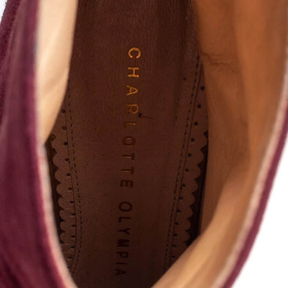 Charlotte Olympia Burgundy Suede  Ankle Boots Size 36 商品