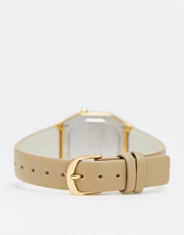 商品Casio|Casio LA680 leather band gold plated watch in nude and gold,价格¥440,第4张图片详细描述