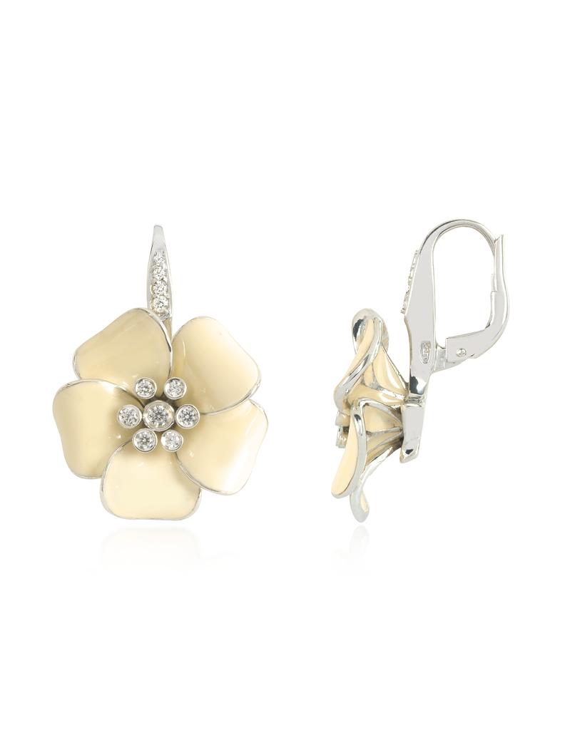 Sterling Silver and White Enamel Marigold Earrings商品第3张图片规格展示