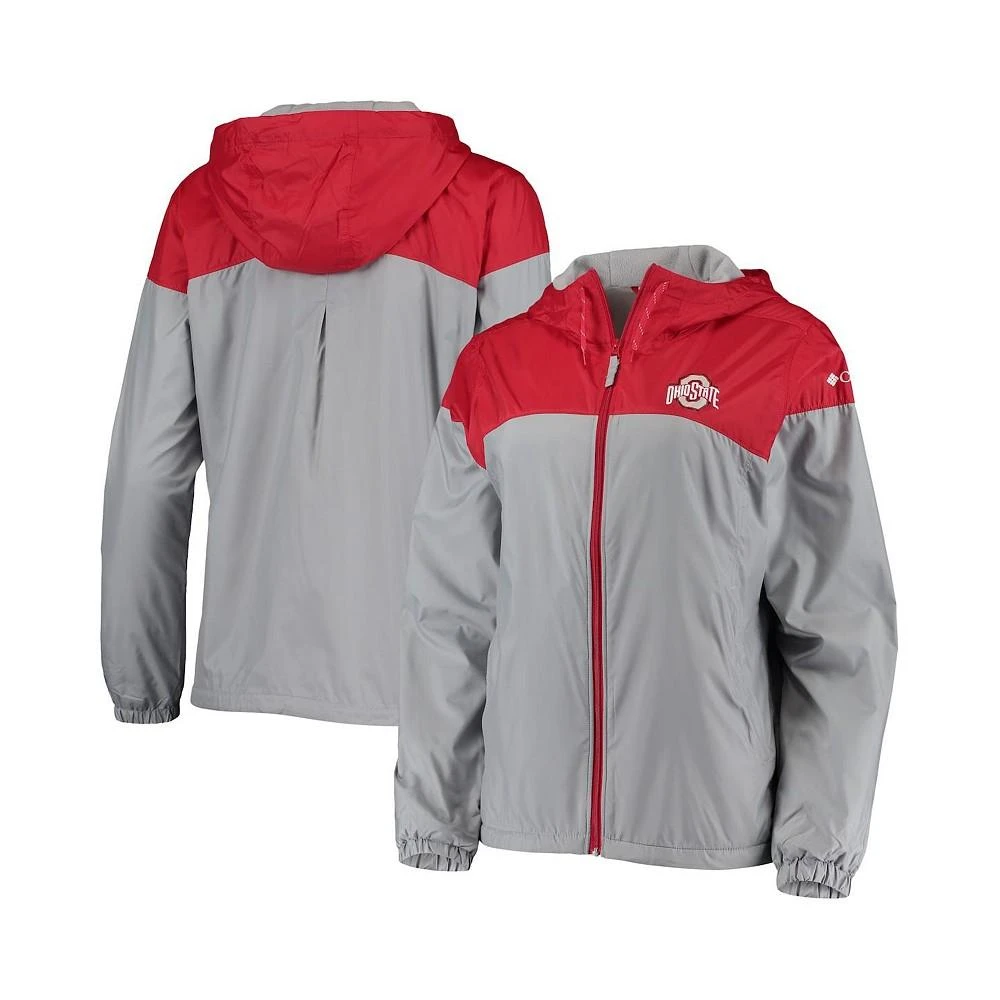 商品Columbia|Women's Scarlet, Gray Ohio State Buckeyes Flash Forward Lined Full-Zip Windbreaker Hoodie Jacket,价格¥407,第1张图片