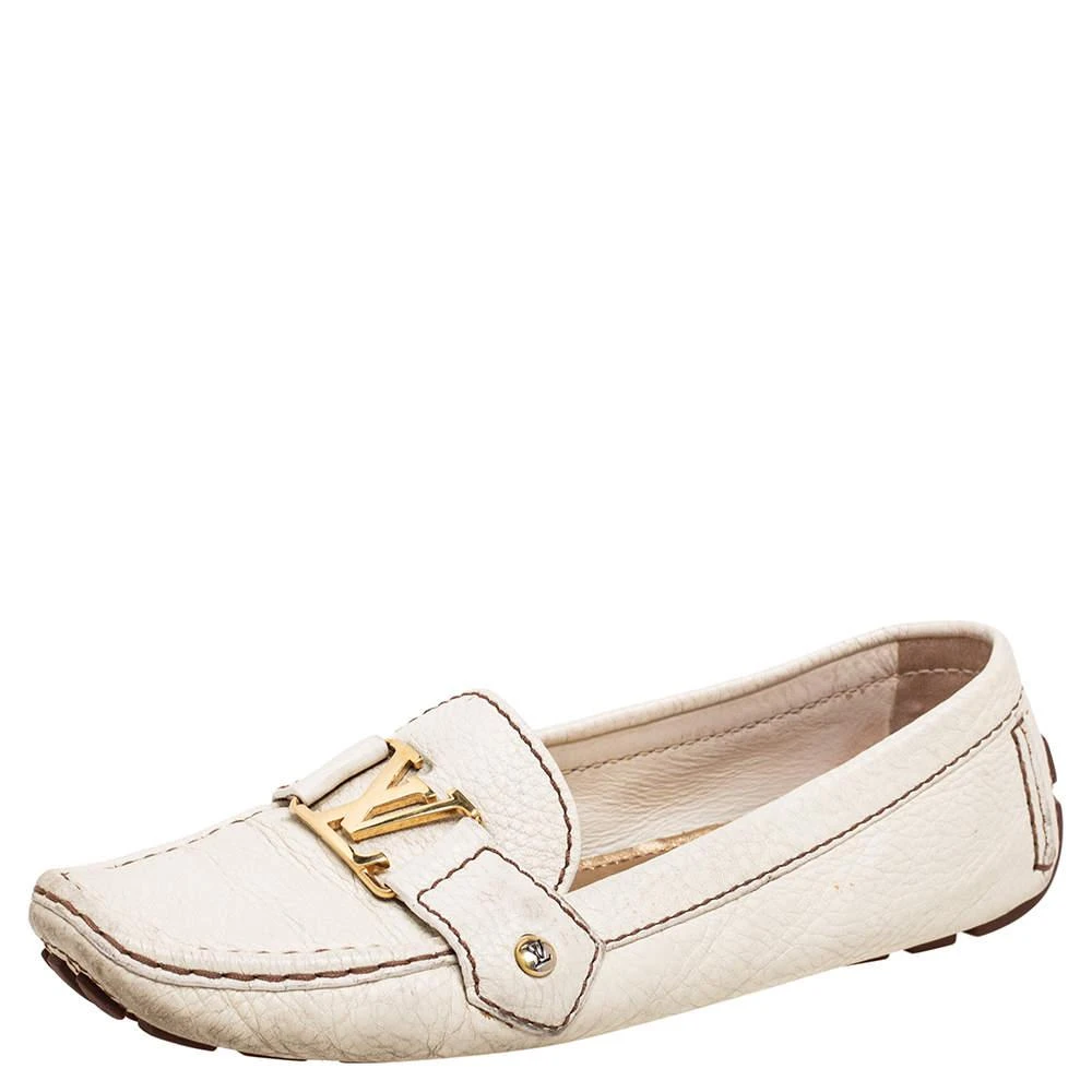 商品[二手商品] Louis Vuitton|Louis Vuitton Cream Leather Monte Carlo Loafers Size 37.5,价格¥2882,第1张图片