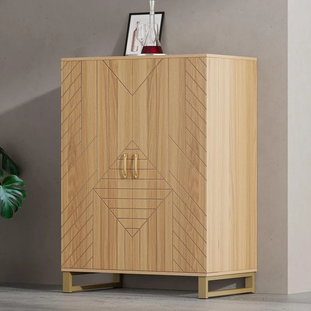 商品Streamdale Furniture|Streamdale 42.5" Modern Home Bar Cabinet Carved Wine Cabinet with Storage,价格¥2591,第2张图片详细描述