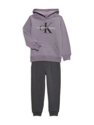 商品Calvin Klein|Boy's 2-Piece Logo Hoodie & Joggers Set,价格¥265,第1张图片