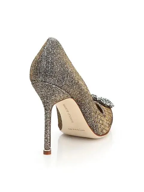 商品Manolo Blahnik|Hangisi 105 水钻扣闪亮高跟鞋,价格¥7669,第2张图片详细描述