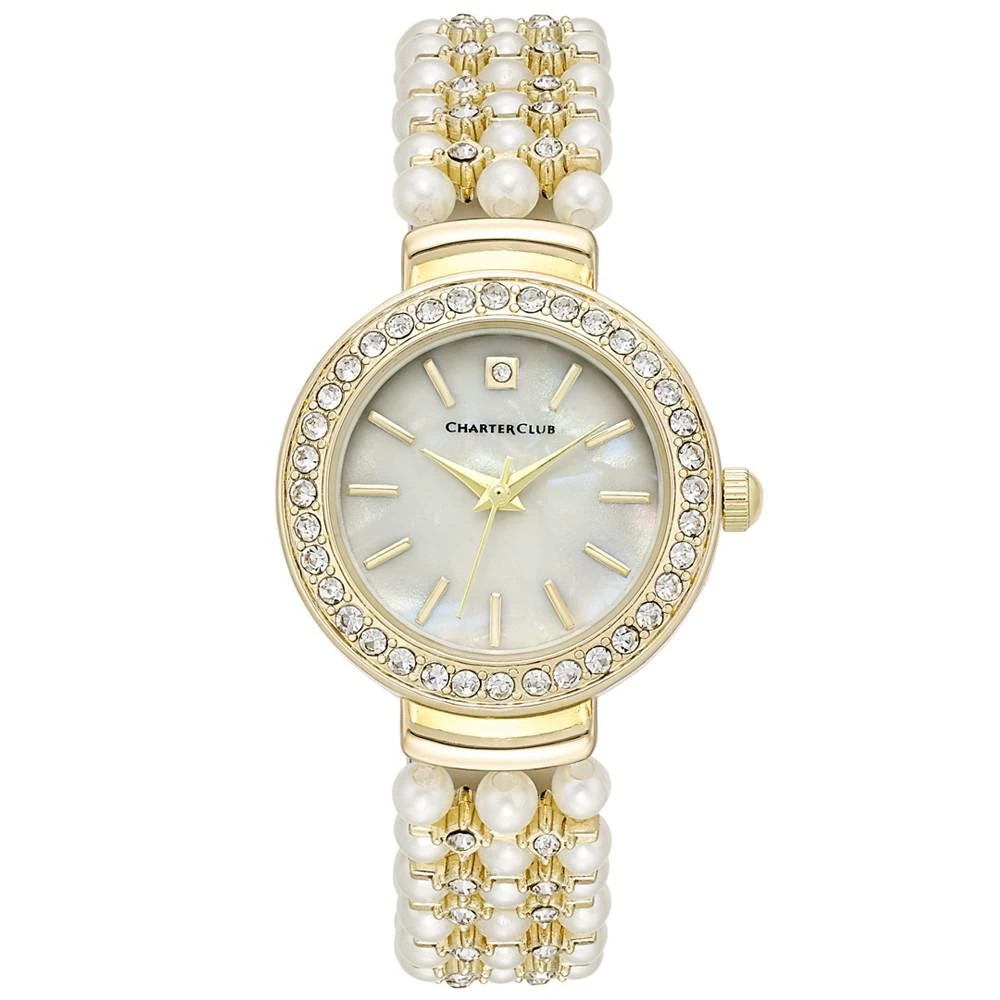商品[国内直发] Charter Club|水钻人造珍珠装饰女士腕表, 28mm 第一排珍珠掉落一颗,价格¥133,第1张图片