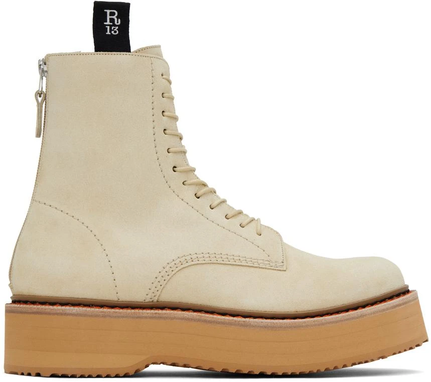 商品R13|Khaki Single Stack Boots,价格¥3980,第1张图片