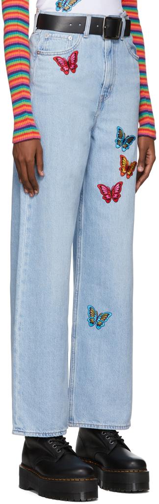 SSENSE Exclusive Blue Butterfly Jeans商品第2张图片规格展示