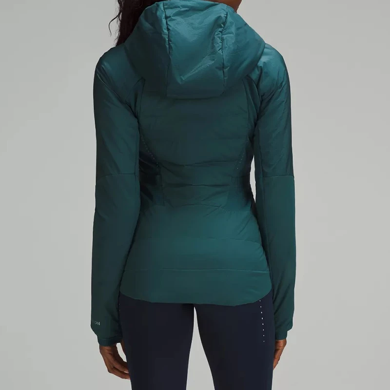 LULULEMON/露露乐蒙 女琉璃绿尼龙防水拇指孔连帽短羽绒服 商品