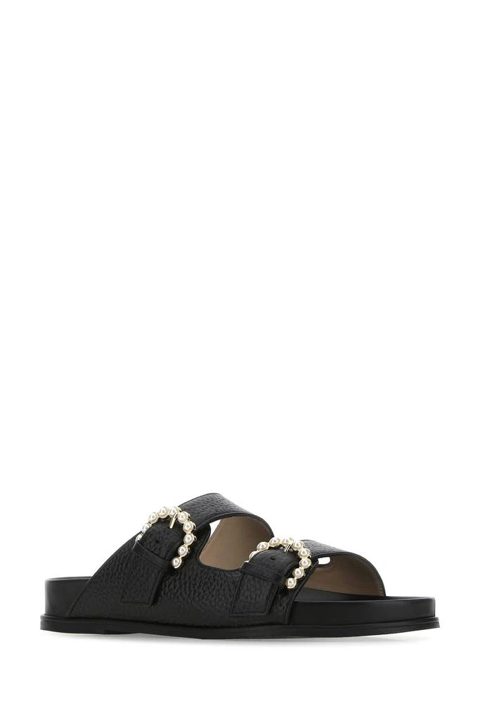 商品Stuart Weitzman|Black leather slippers,价格¥3252,第1张图片