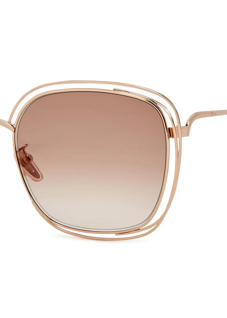 商品Chloé|Carlina rose gold-tone oversized sunglasses,价格¥2936,第3张图片详细描述
