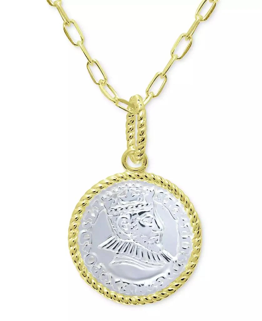 商品Giani Bernini|Two-Tone Coin Pendant Necklace in Sterling Silver & 18k Gold-Plate, 16" + 2" extender, Created for Macy's,价格¥76,第1张图片