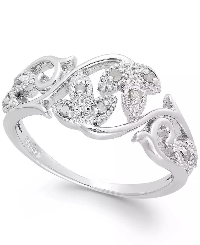 商品Macy's|Diamond Vine Ring in Sterling Silver (1/10 ct. t.w.),价格¥187,第1张图片