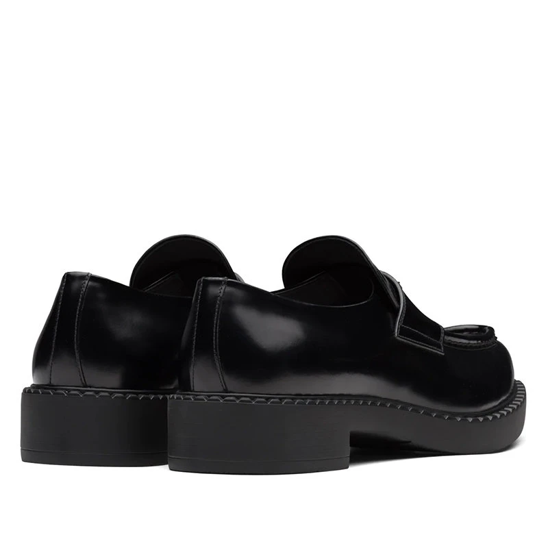商品Prada|【预售3-7天】PRADA/普拉达 21年秋冬 男士黑色亮面皮革尖头乐福鞋2DE131_055_F0002,价格¥7465,第5张图片详细描述