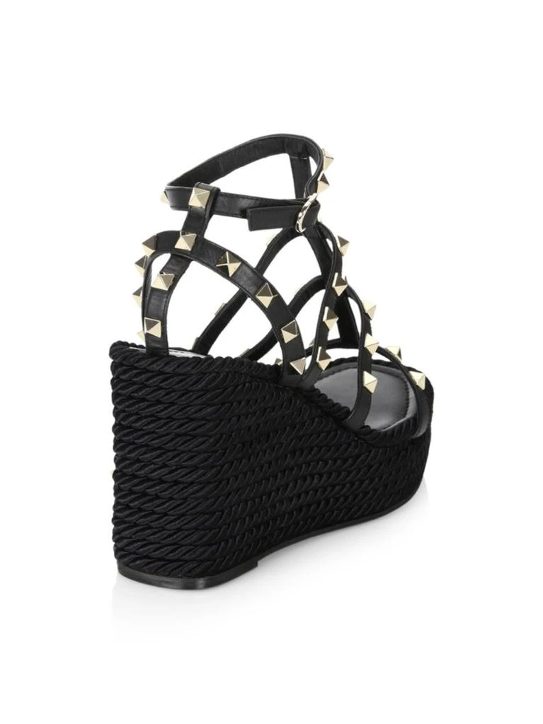 商品Valentino|Valentino Garavani Rockstud Leather Espadrille Wedge Sandals,价格¥5985,第3张图片详细描述