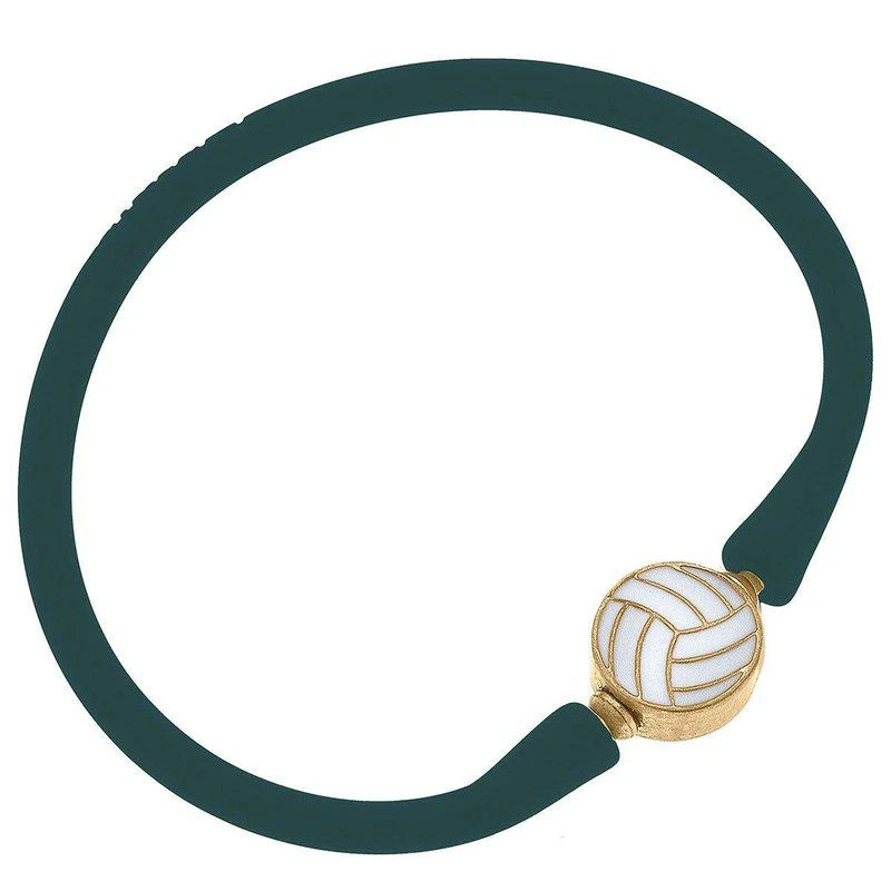 商品Canvas Style|Enamel Volleyball Silicone Bali Bracelet In Hunter Green,价格¥214,第1张图片