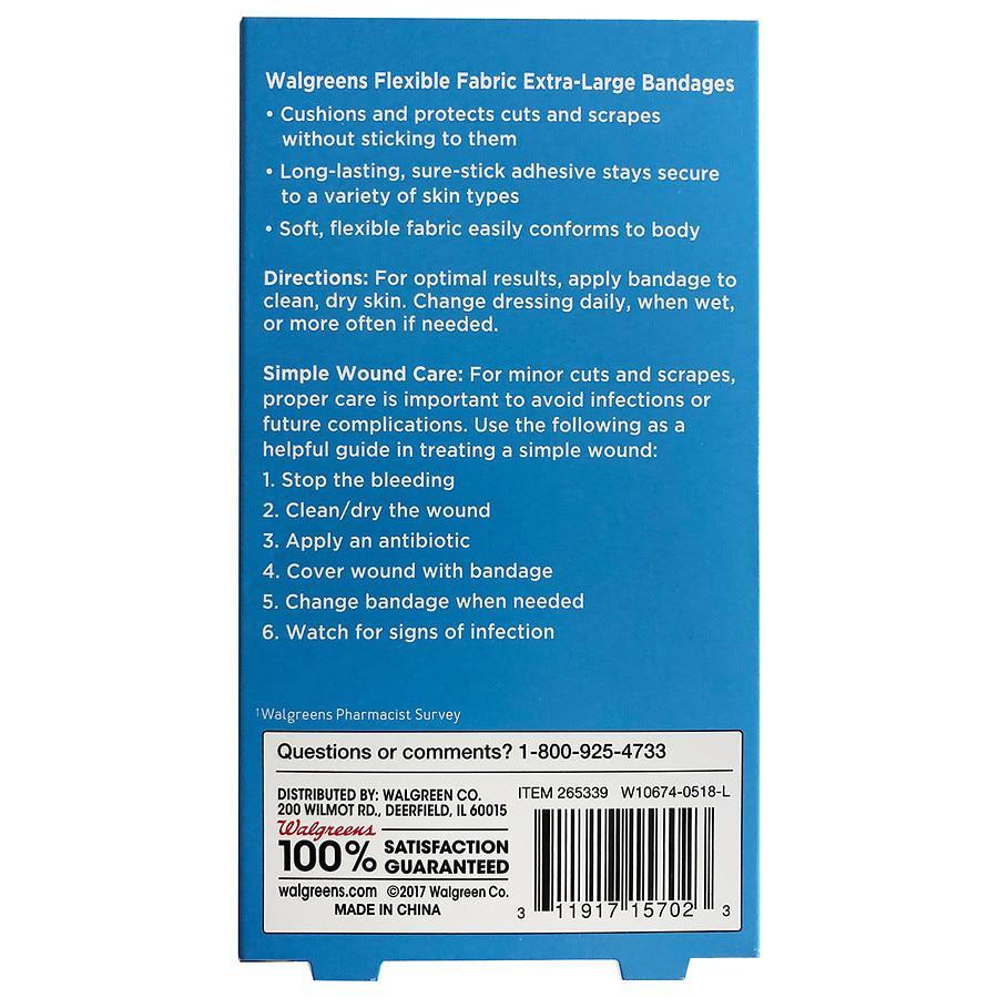 商品Walgreens|Flexible Fabric Bandages XLarge,价格¥15,第4张图片详细描述