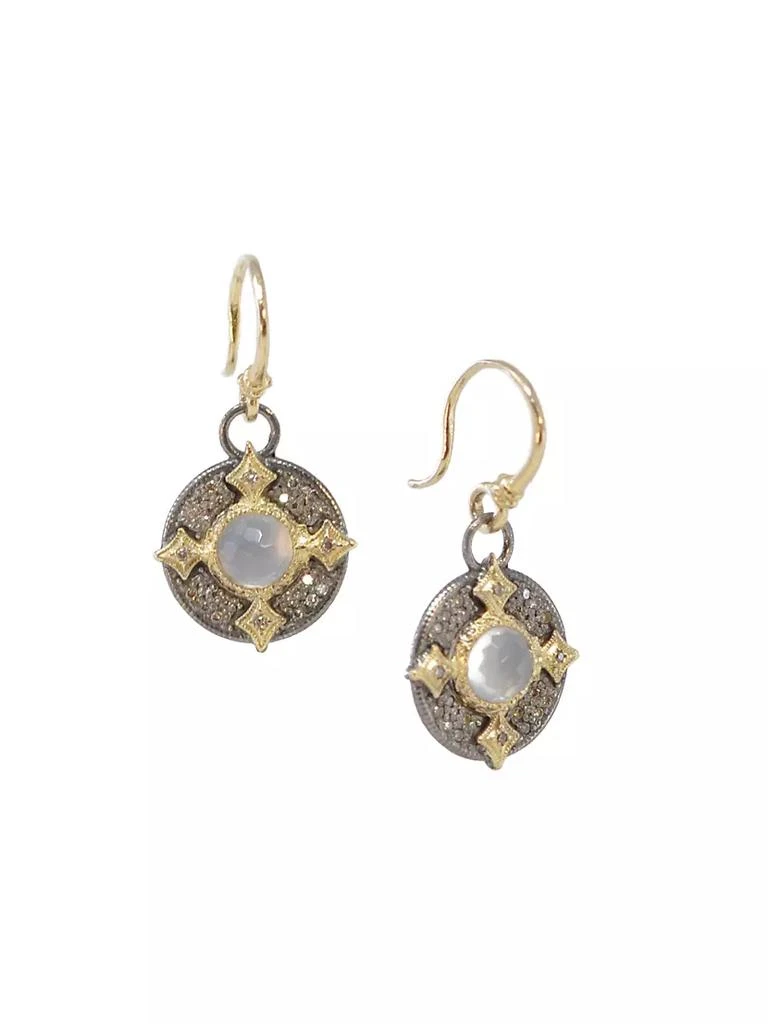 商品Armenta|Old World Crivelli 18K Gold, Sterling Silver, Champagne Diamond & Chalcedony Drop Earrings,价格¥12664,第1张图片