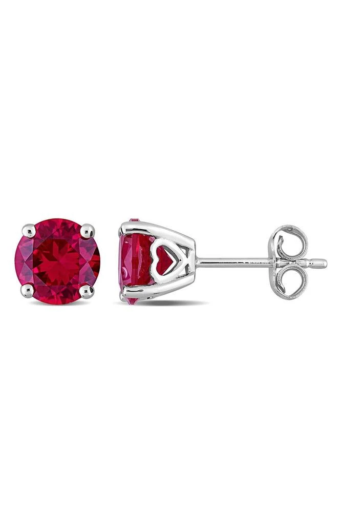 商品DELMAR|Sterling Silver Round Created Ruby Stud Earrings,价格¥263,第1张图片