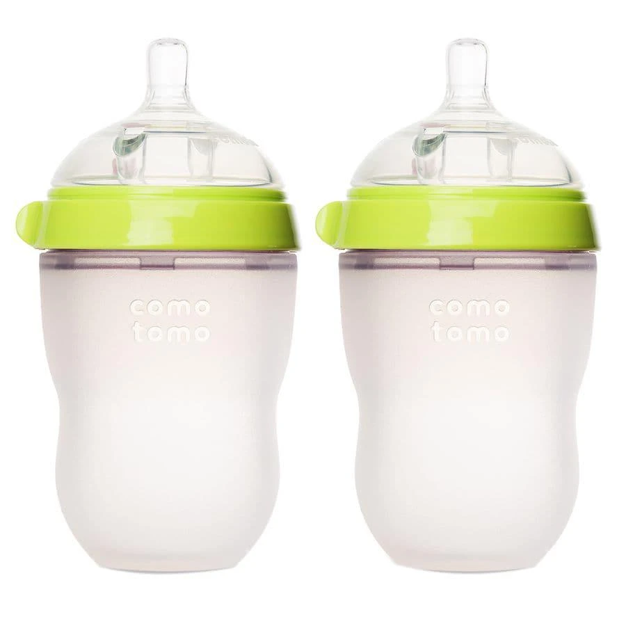 商品Comotomo|婴儿宽口硅胶妈妈奶瓶 绿色 250ml 两只装,价格¥178,第1张图片