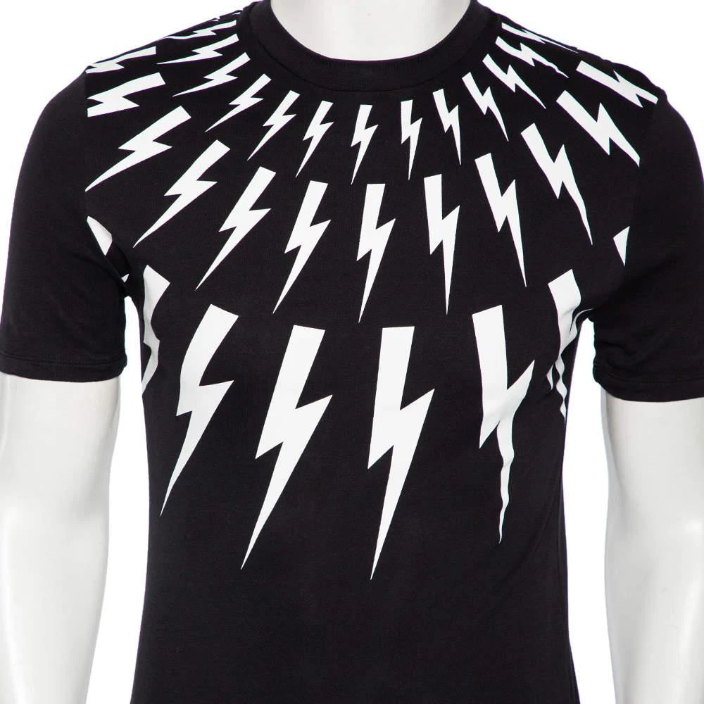 商品[二手商品] Neil Barrett|Neil Barrett Black Thunderbolt Print Cotton Jersey Slim Fit T-Shirt S,价格¥651,第4张图片详细描述