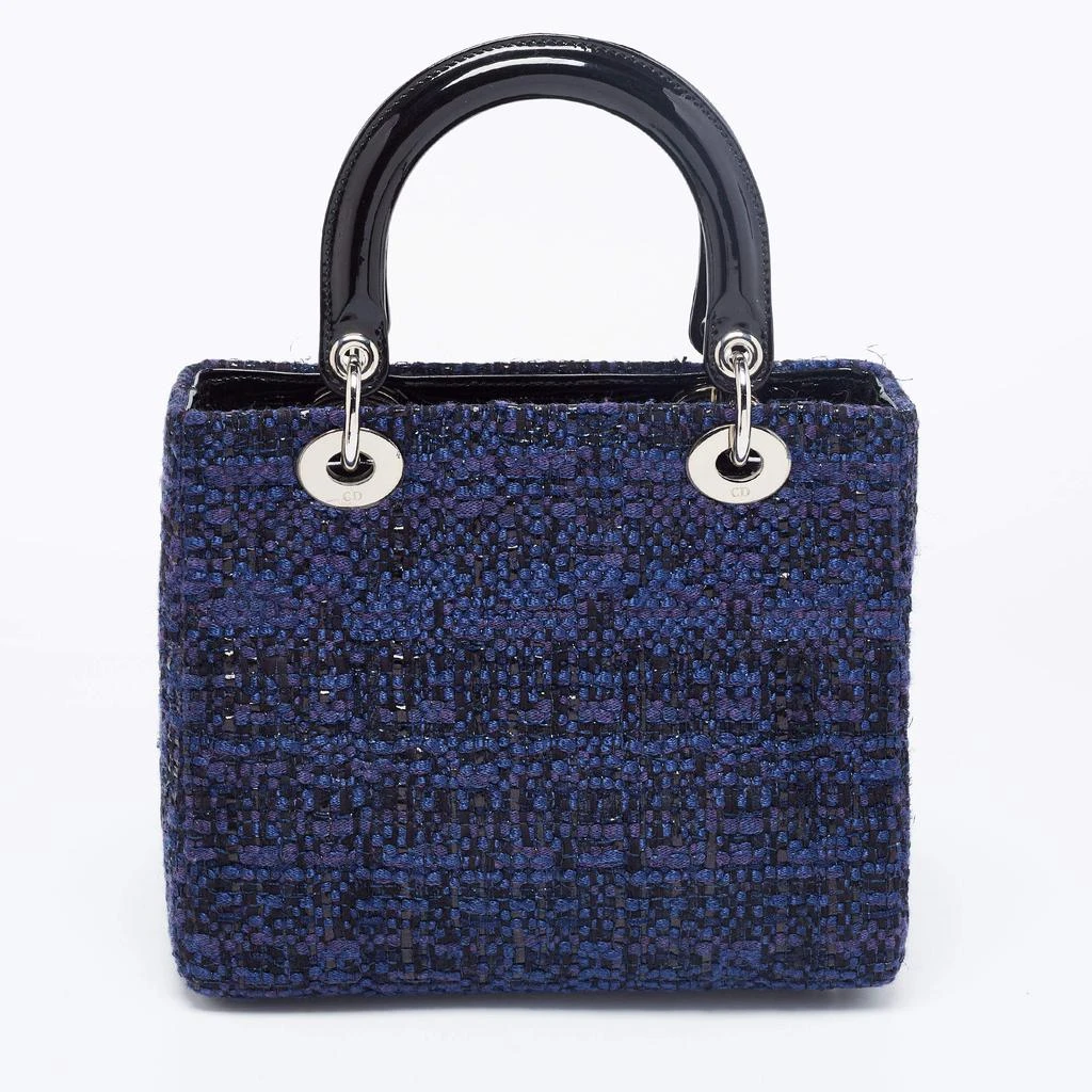 商品[二手商品] Dior|Dior Blue Tweed and Leather Medium Lady Dior Tote,价格¥11763,第4张图片详细描述