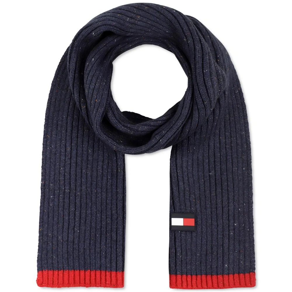 商品Tommy Hilfiger|Men's Rubber Flag Patch Tipped Rib Scarf,价格¥246,第1张图片