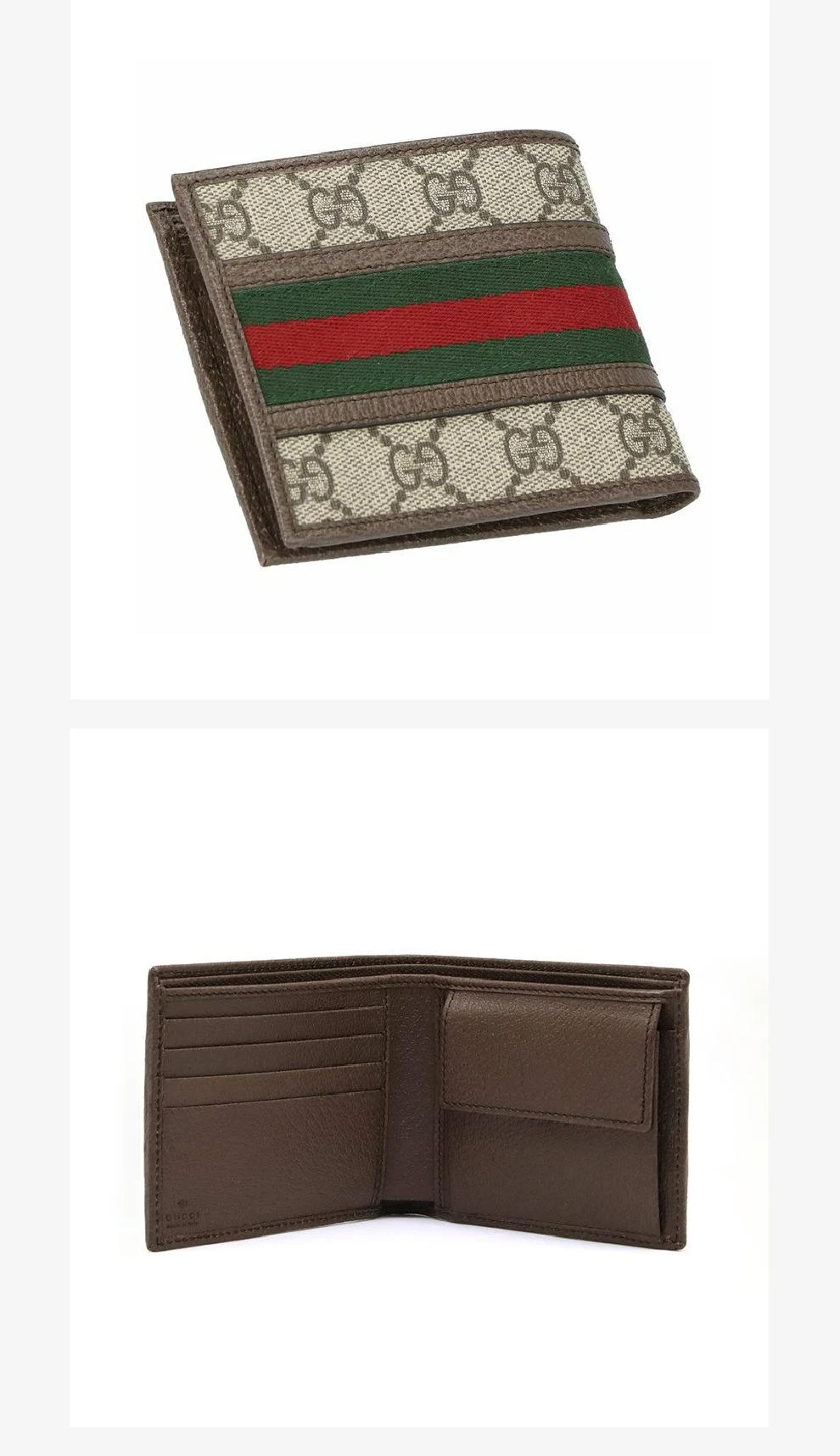 商品Gucci|经典棕色红绿条提花钱包【香港仓极速发货】,价格¥3856,第7张图片详细描述