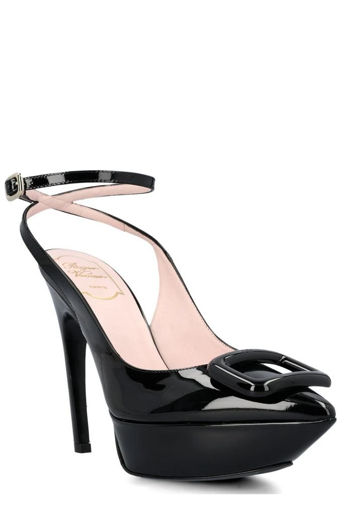 商品Roger Vivier|Roger Vivier Viv' Choc Lacquered Buckle Slingback Pumps,价格¥4140,第2张图片详细描述