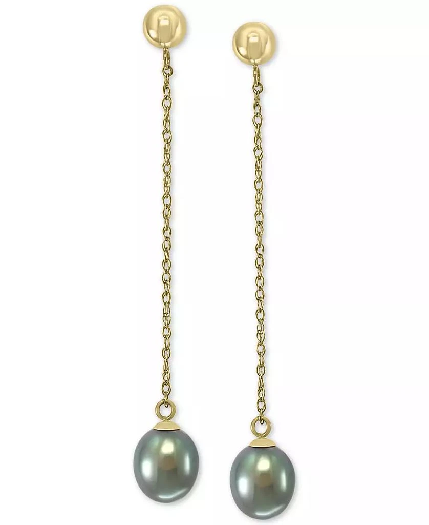 商品Effy|EFFY® Gray Cultured Freshwater Pearl (7mm) Drop Earrings in 14k Gold (Also in Peach Cultured Freshwater Pearl),价格¥777,第1张图片