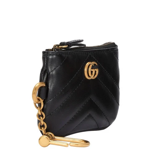 GUCCI/古驰 22春夏新款Marmont系列 女士黑色皮革绗缝金扣马蒙零钱包和白色皮革钥匙包 698787UM8ET9063 商品