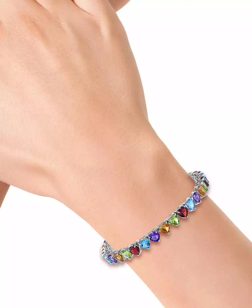 商品Effy|EFFY ® Multi-Gemstone Heart Tennis Bracelet (16 ct. t.w.) in Sterling Silver,价格¥3117,第2张图片详细描述