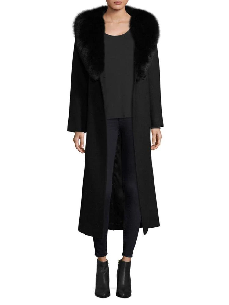 商品Sofia Cashmere|Fox Fur Collar Long Wrap Coat,价格¥8527,第1张图片